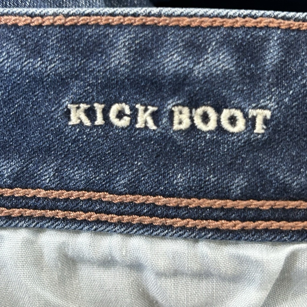 American Eagle Kick Boot Jeans -Women's 6 Long- Dark Wash Low Rise Stretch - Picture 7 of 12